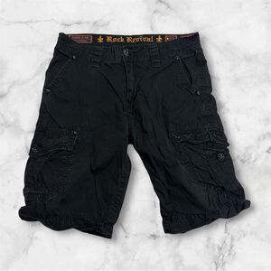 Rock Revival Men’s Cargo Shorts - Black - Size 32